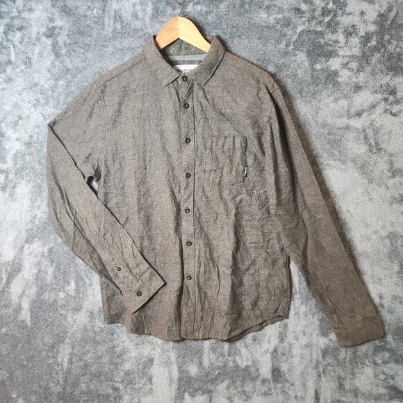 Billabong Shirt Mens Small Brown Button Cotton Casual Long Sleeve Pocket EUC - Picture 1 of 9